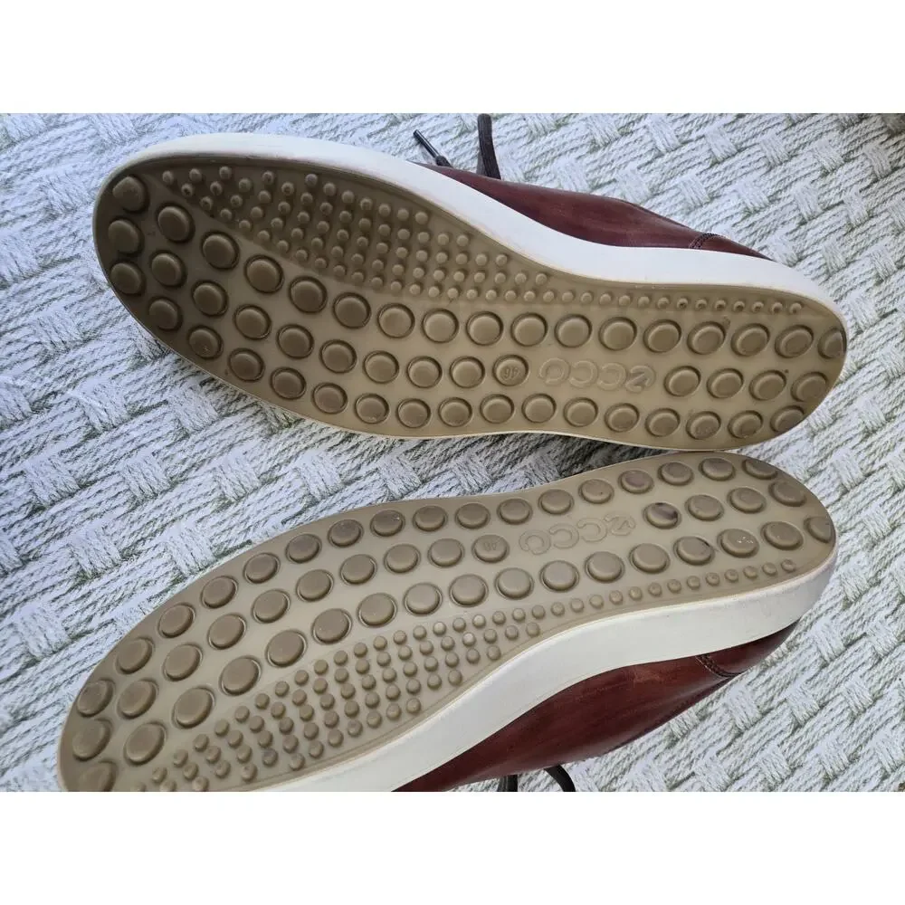 ECCO Soft 7 Brown Leather Men's EU 46 US 12 12.5 Low Top Sneakers Shoes